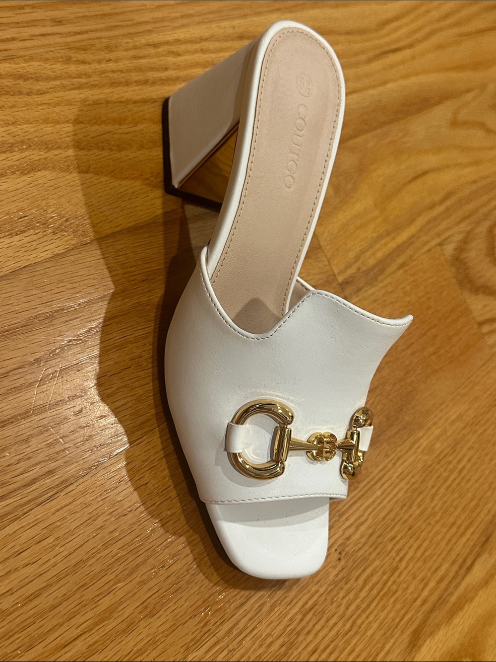 Coutgo block heel Size 6.5 White Open toe Sandals shoes